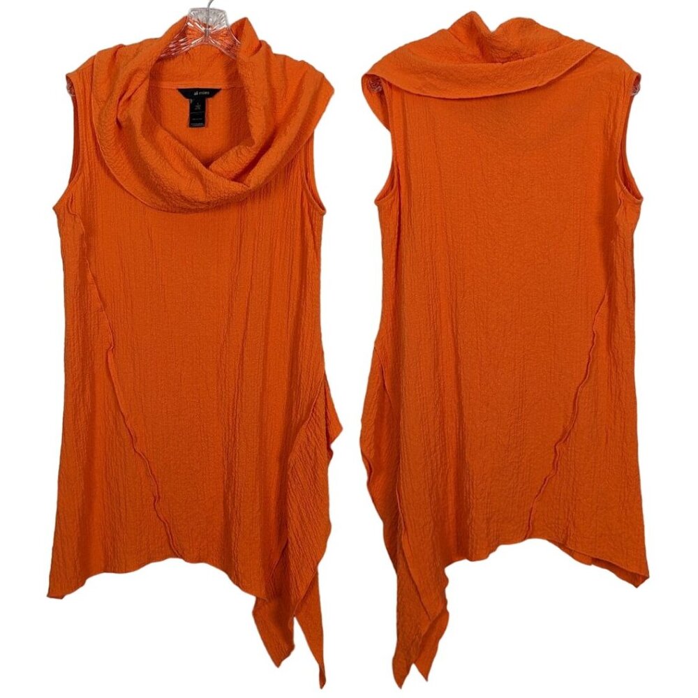 ALI MILES Tunic Orange Sleeveless cowl neck asymmetrical hem Summer Lagenlook